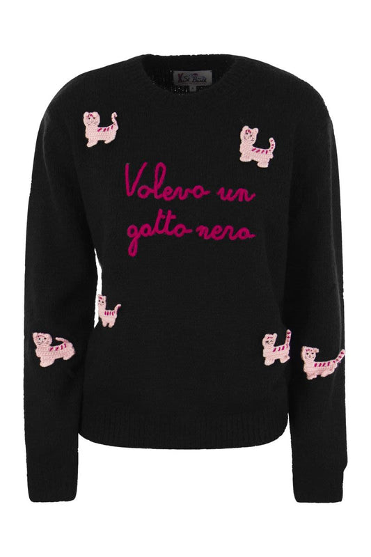 Alpaca-blend jumper with embroidery - VOGUERINI