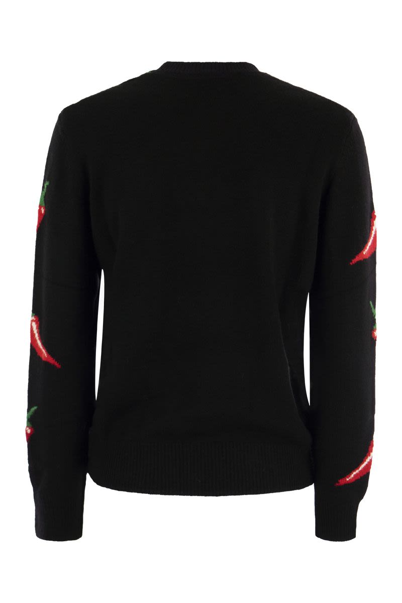 Jumper with embroidery and chilli - VOGUERINI