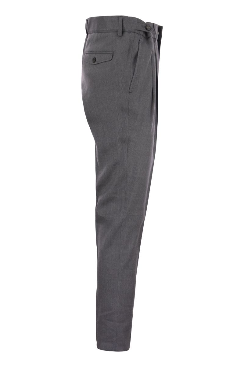 Virgin wool and linen blend trousers - VOGUERINI