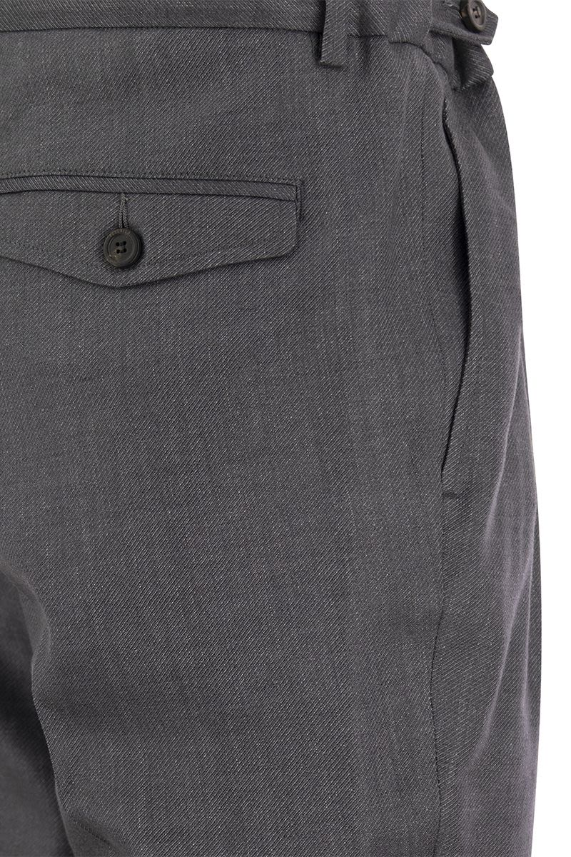 Virgin wool and linen blend trousers - VOGUERINI