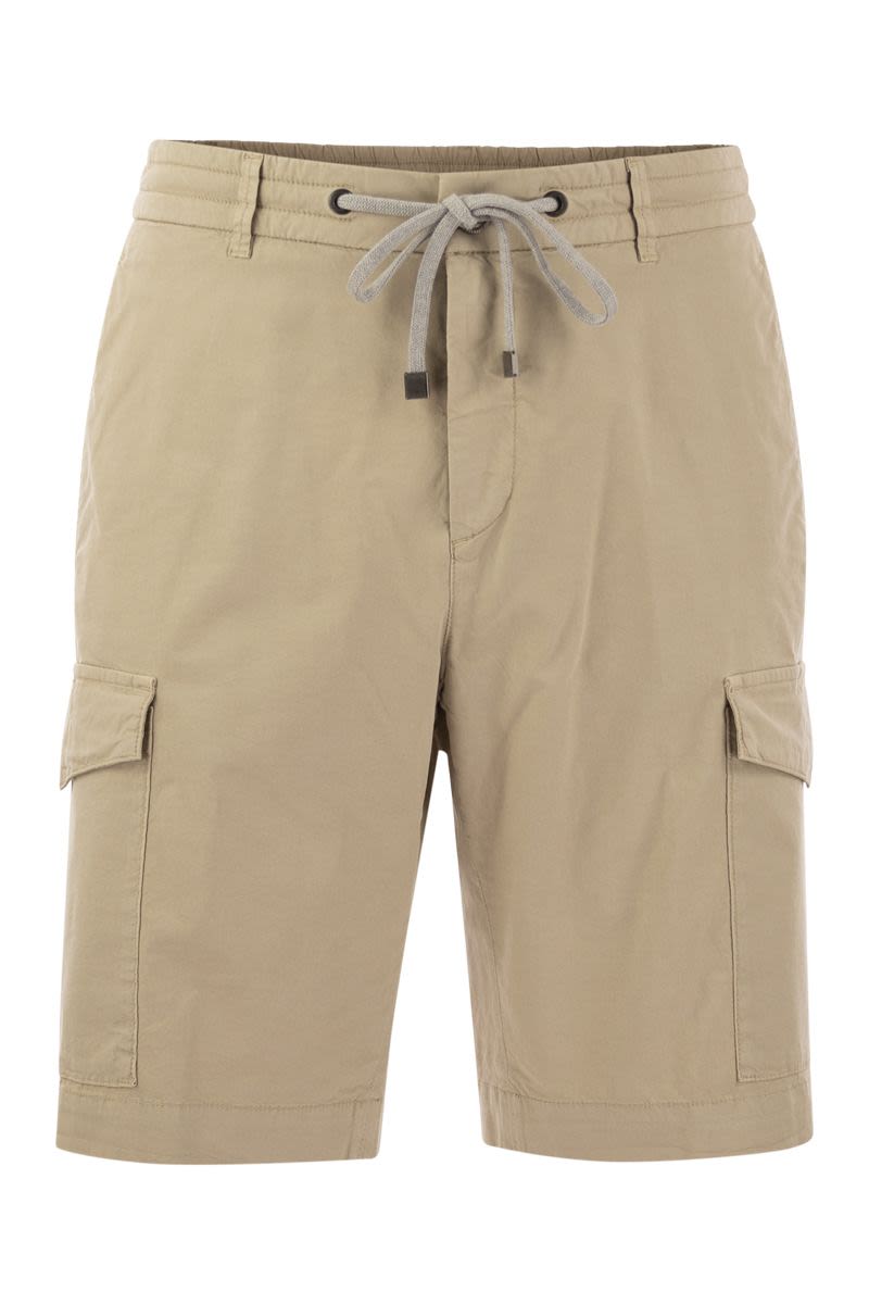 Lightweight cotton lyocell canvas jogger bermuda shorts