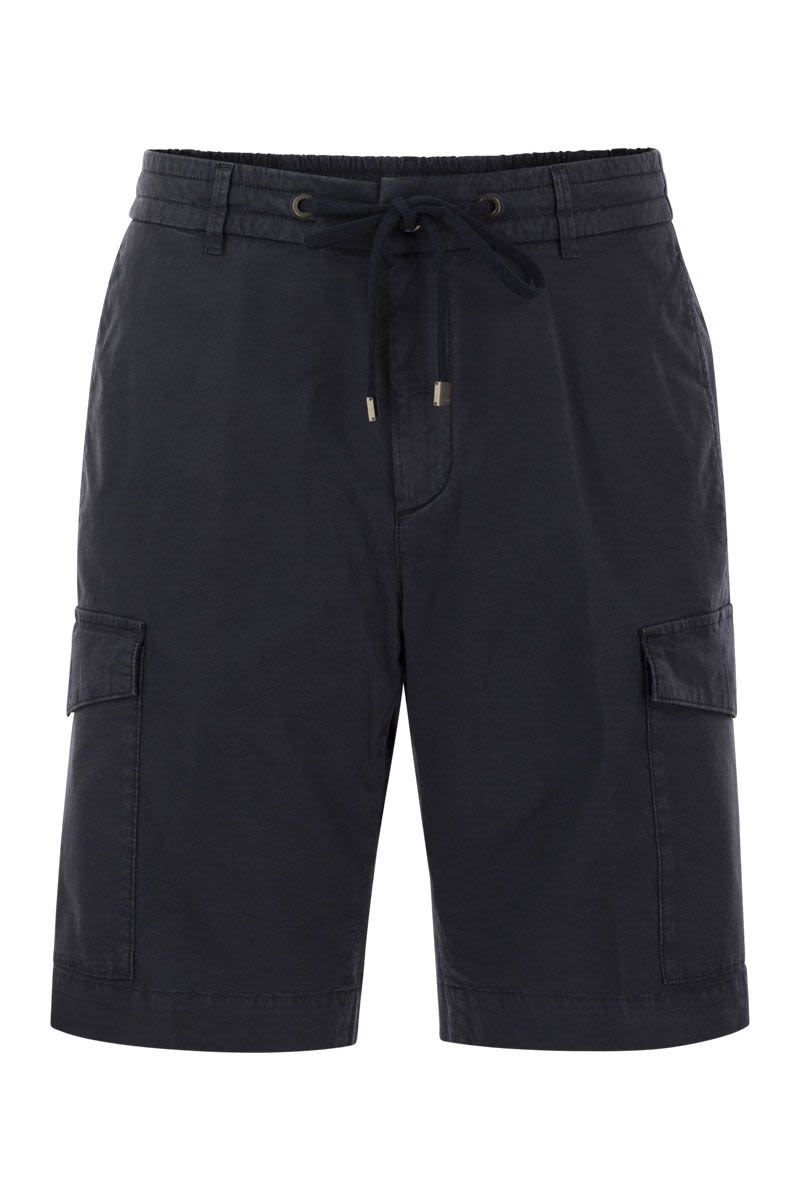 Lightweight cotton lyocell canvas jogger bermuda shorts