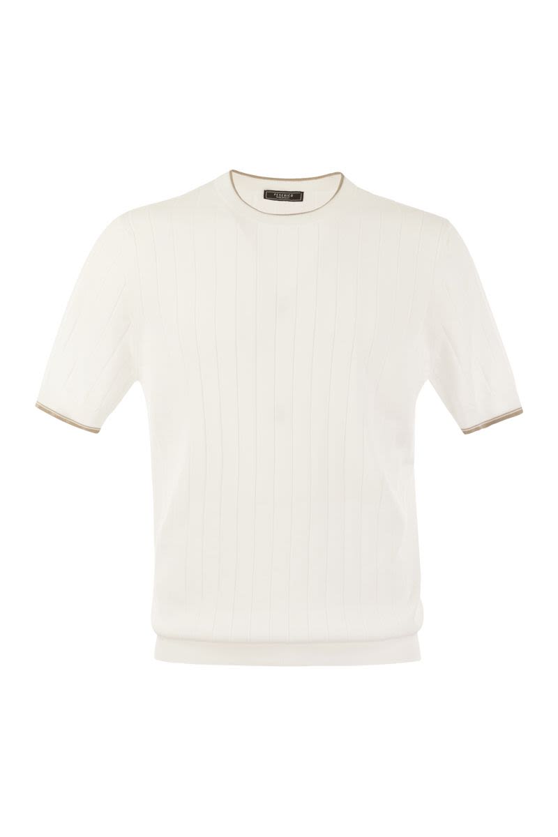 T-shirt in pure cotton crépe yarn