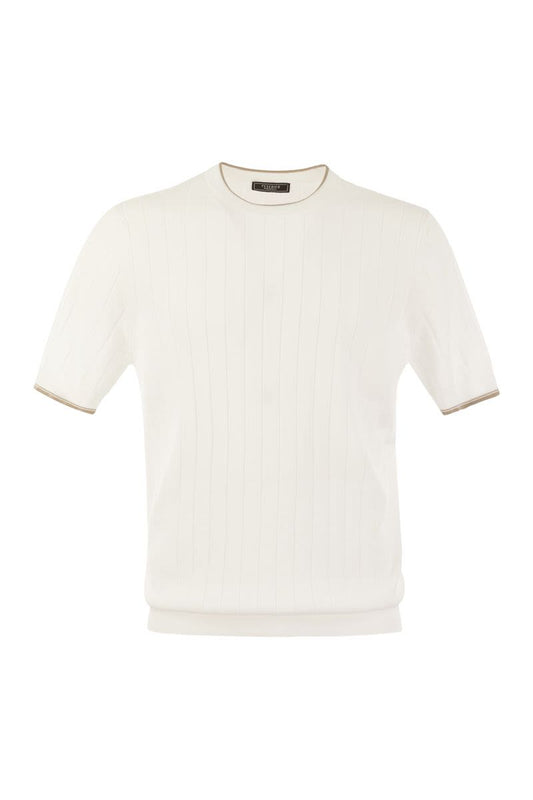 T-shirt in pure cotton crépe yarn