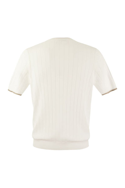 T-shirt in pure cotton crépe yarn