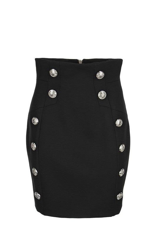 Short black skirt with Double Button - VOGUERINI