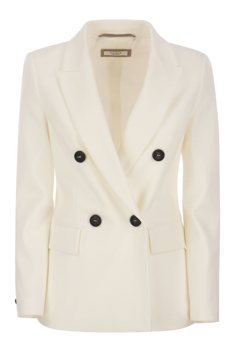 Wool and cotton double-breasted blazer - VOGUERINI