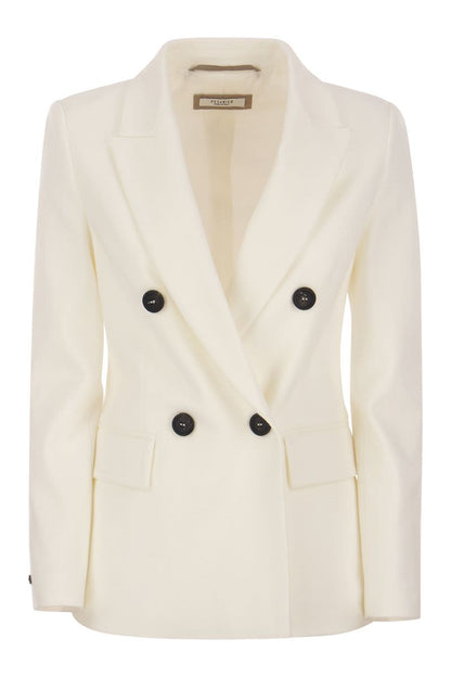 Wool and cotton double-breasted blazer - VOGUERINI