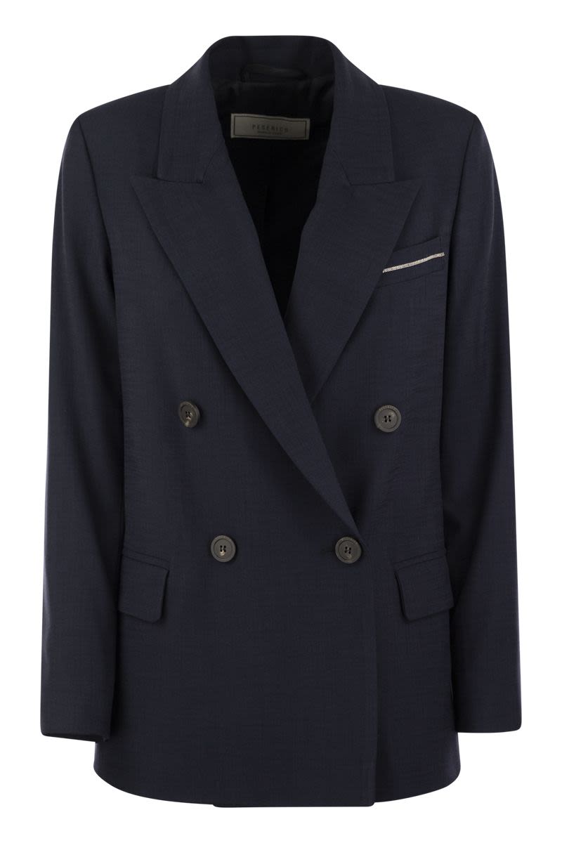 Viscose blend double-breasted blazer