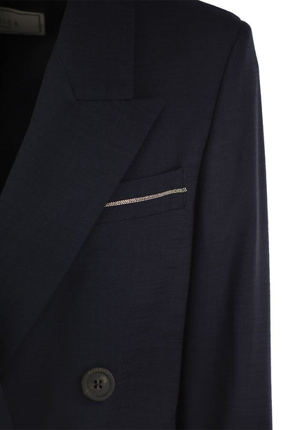 Viscose blend double-breasted blazer