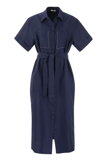 Linen chemisier dress - VOGUERINI