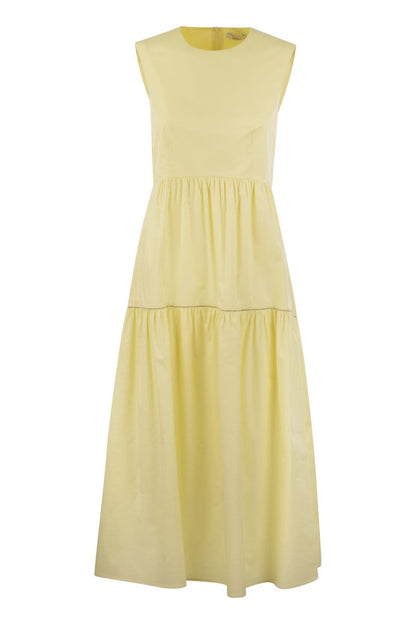 Midi dress in light stretch cotton satin