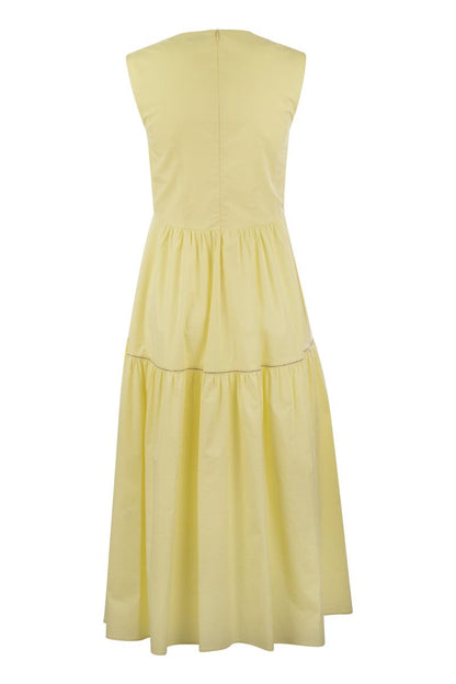 Midi dress in light stretch cotton satin