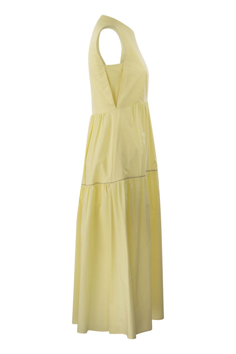 Midi dress in light stretch cotton satin