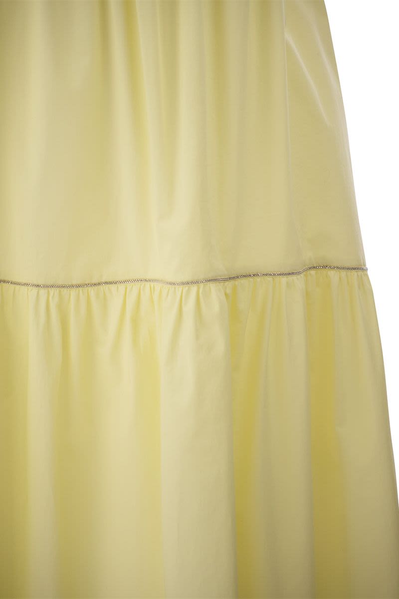 Midi dress in light stretch cotton satin