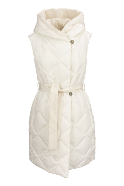 Reversible padded waistcoat with hood - VOGUERINI