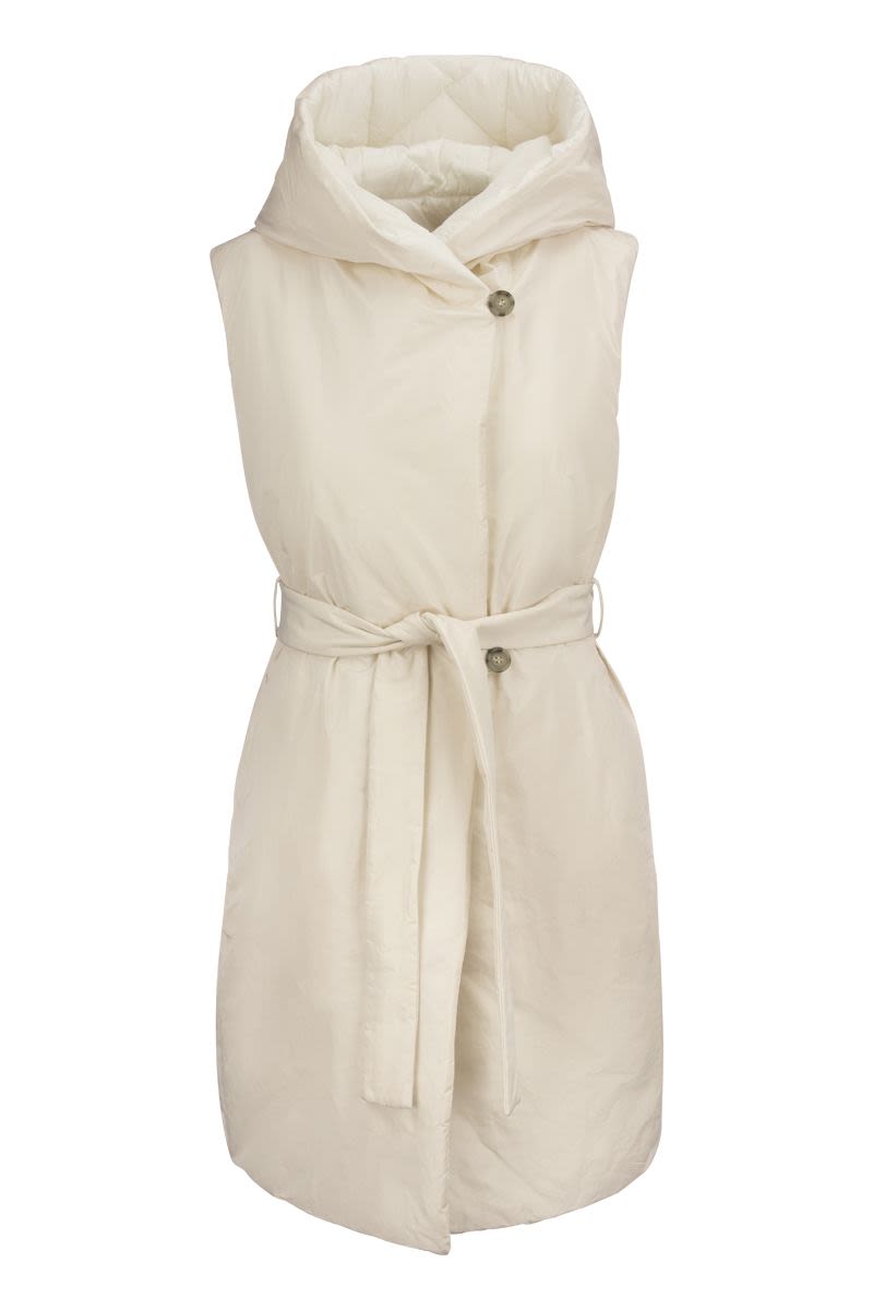 Reversible padded waistcoat with hood - VOGUERINI