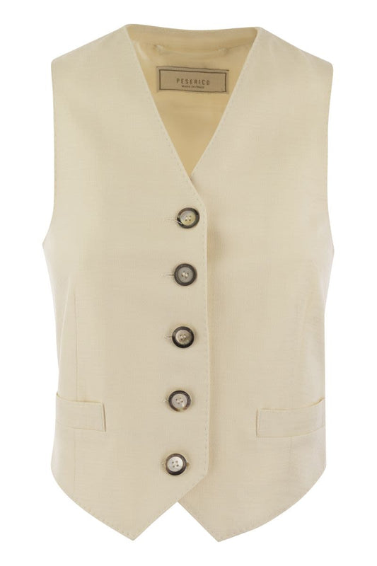 Single-breasted waistcoat in stretch viscose-blend canvas