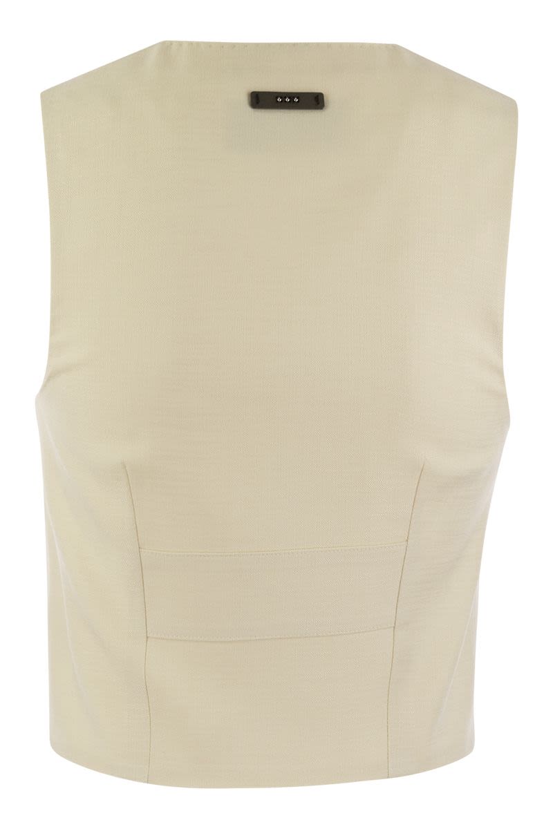 Single-breasted waistcoat in stretch viscose-blend canvas