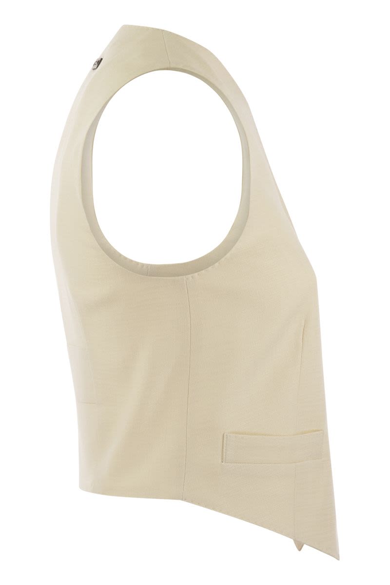 Single-breasted waistcoat in stretch viscose-blend canvas