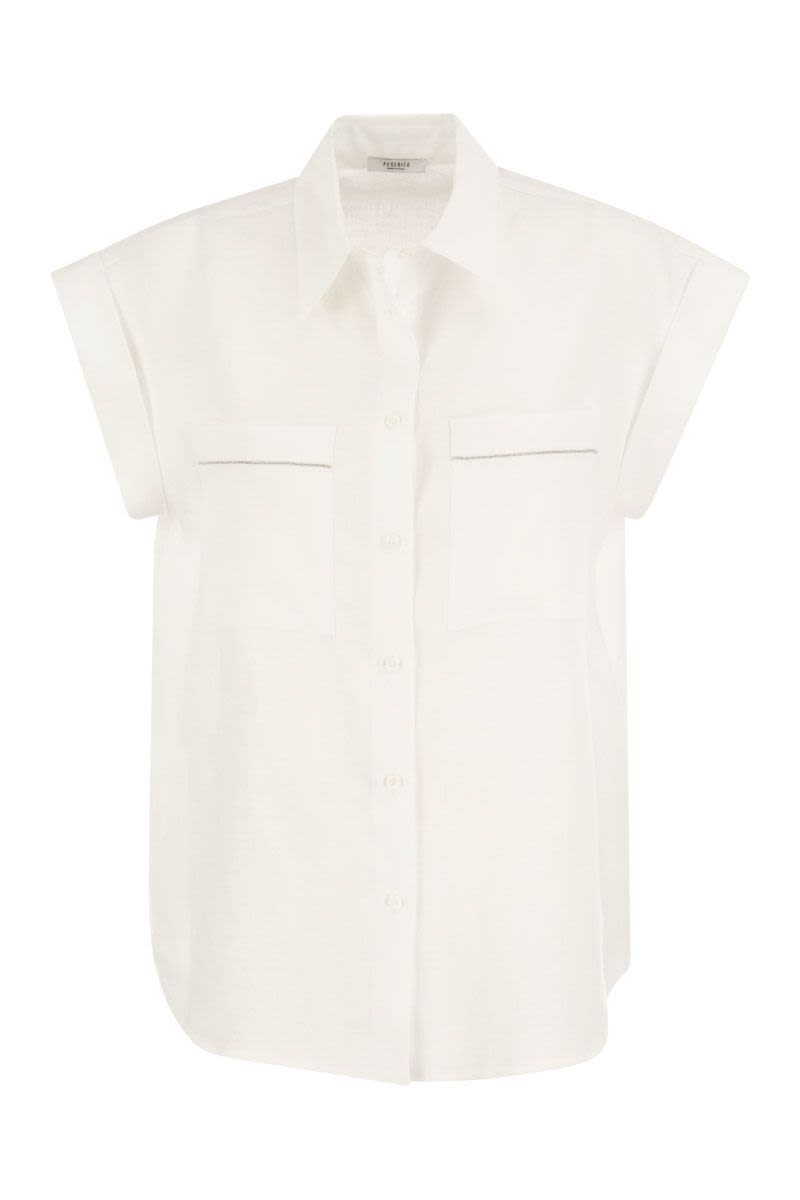 Linen Sleeveless Shirt - VOGUERINI