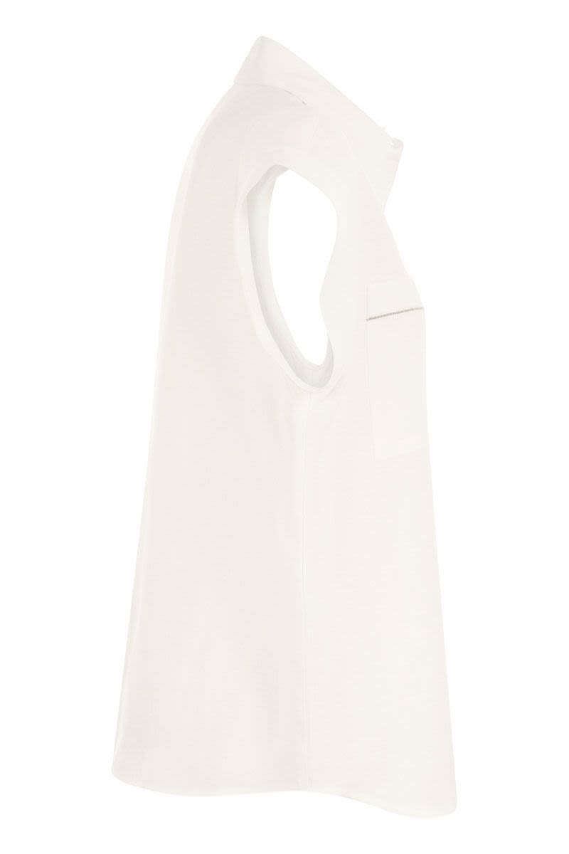 Linen Sleeveless Shirt - VOGUERINI