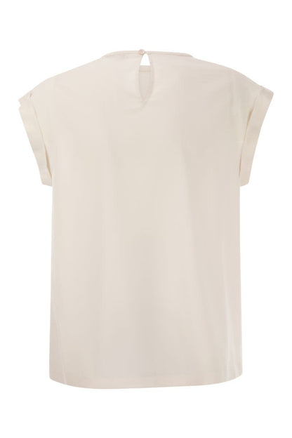 Top in precious silk crepe de chine with Watery embroidery - VOGUERINI