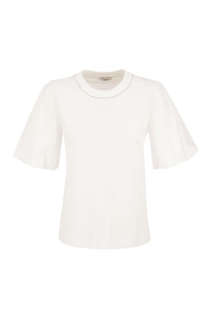 Crew-neck T-shirt with balloon sleeves - VOGUERINI