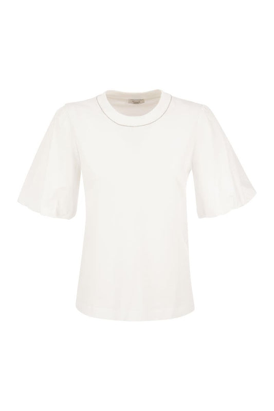 Crew-neck T-shirt with balloon sleeves - VOGUERINI