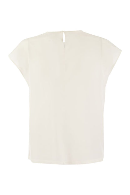 Crepe de chine top with sequin pocket