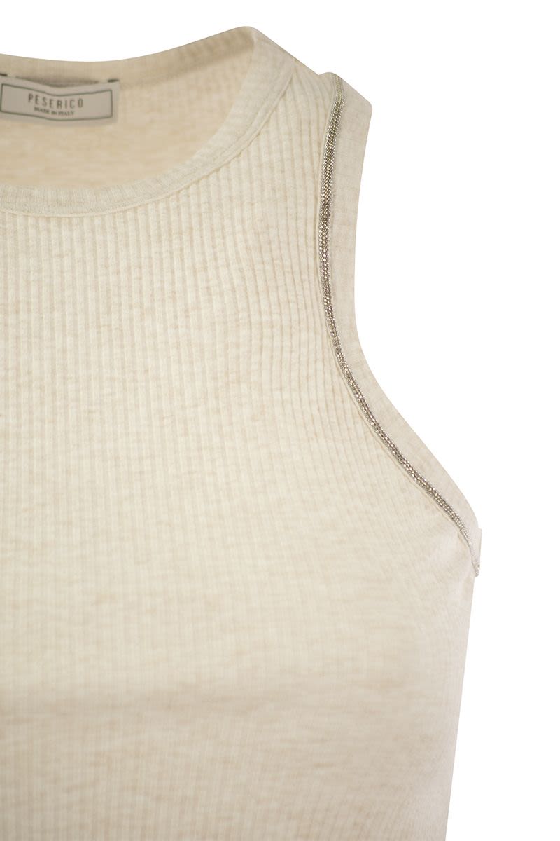 Ribbed top in cotton yarn