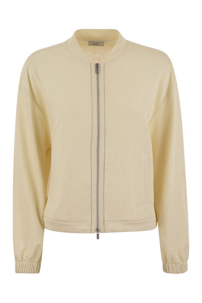 Cotton and linen zipped sweatshirt