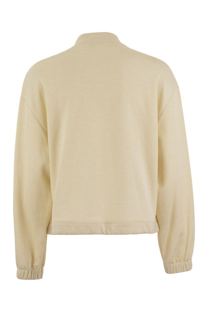 Cotton and linen zipped sweatshirt