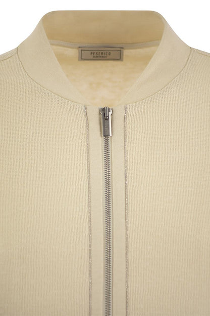 Cotton and linen zipped sweatshirt