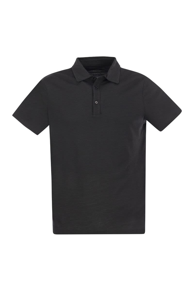 Short-sleeved polo shirt in lyocell and cotton - VOGUERINI