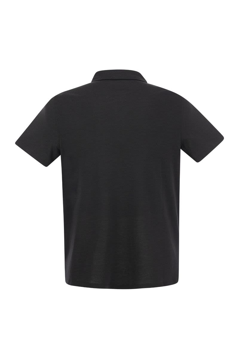 Short-sleeved polo shirt in lyocell and cotton - VOGUERINI