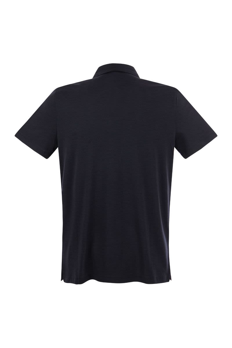 Short-sleeved polo shirt in lyocell and cotton - VOGUERINI