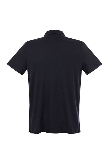 Short-sleeved polo shirt in lyocell and cotton - VOGUERINI