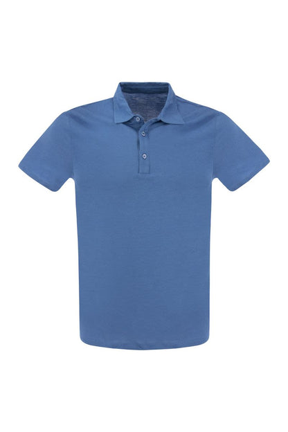 Short-sleeved polo shirt in lyocell and cotton - VOGUERINI