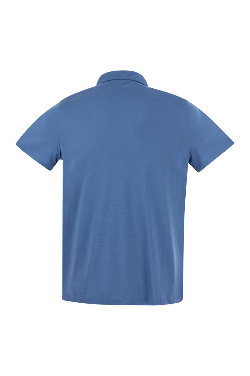 Short-sleeved polo shirt in lyocell and cotton - VOGUERINI