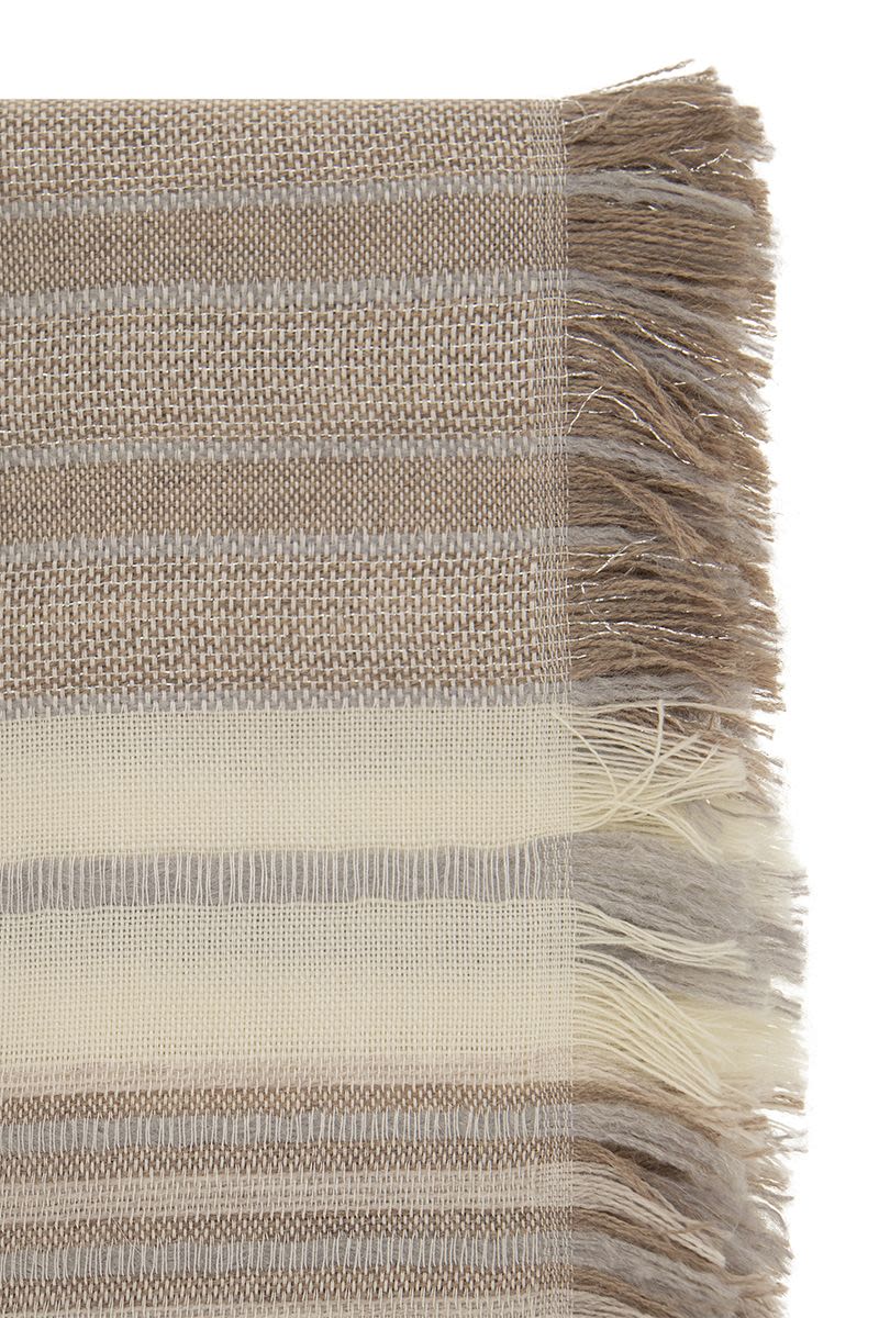 Fringed striped scarf in soft modal and wool - VOGUERINI