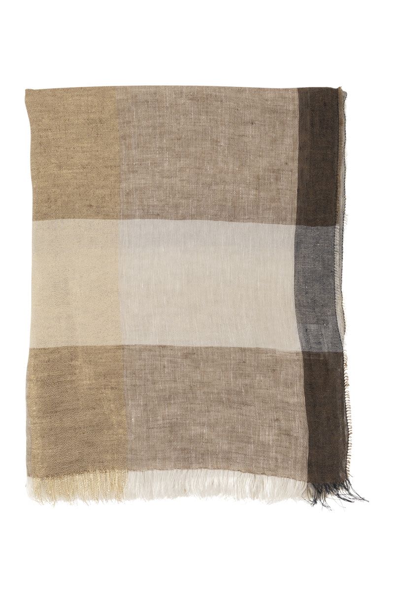 Linen, viscose and lurex blend bob scarf