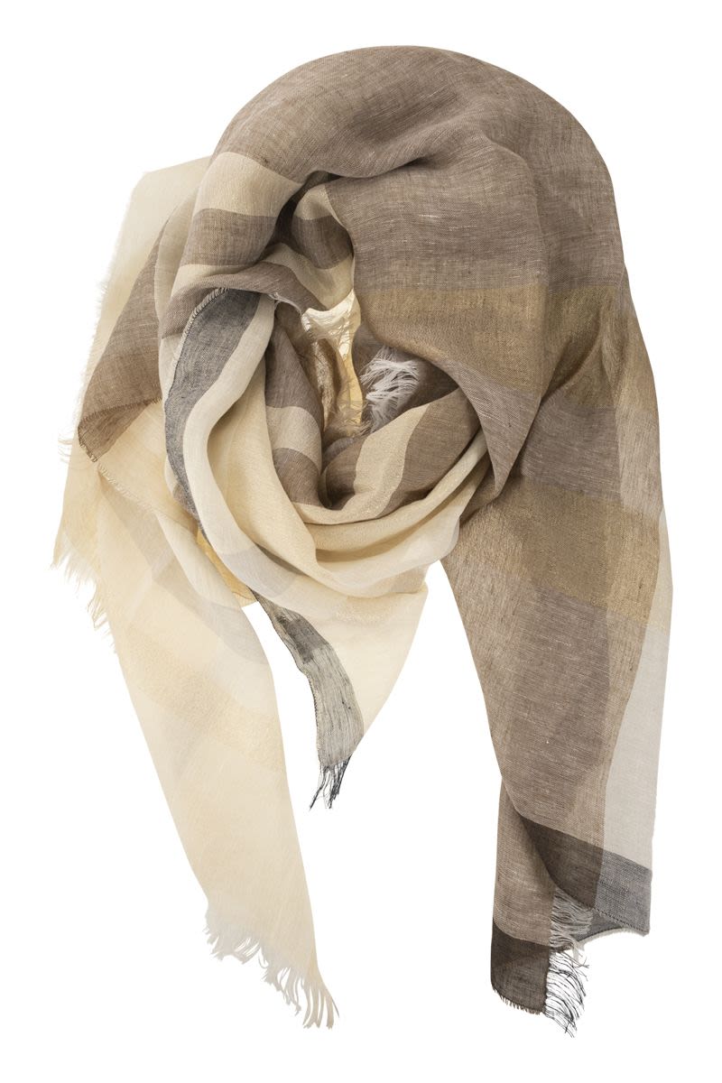 Linen, viscose and lurex blend bob scarf