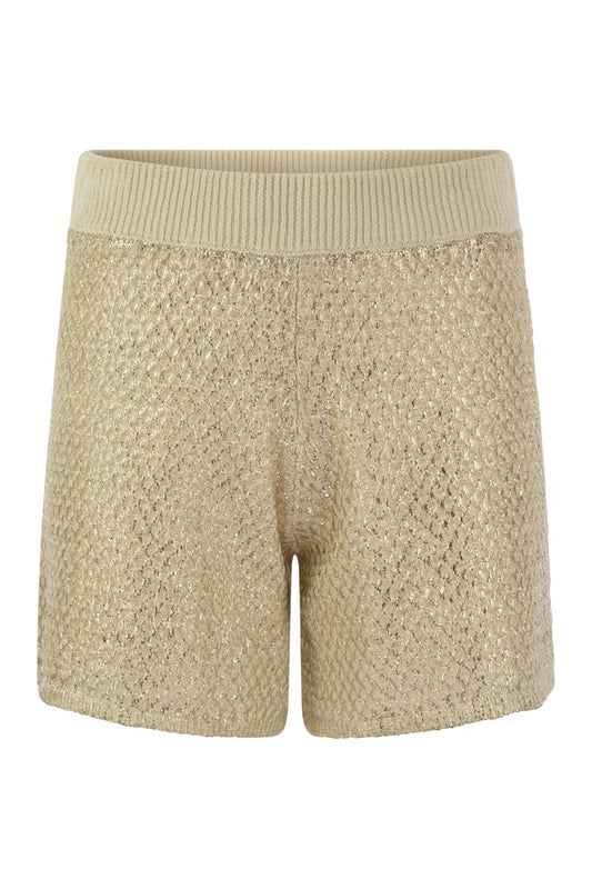 Shorts in laminated linen-cotton mélange yarn