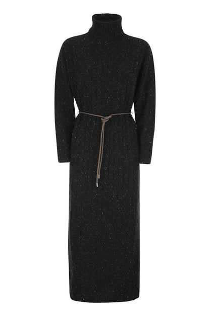 Wool, silk and cashmere turtleneck dress - VOGUERINI