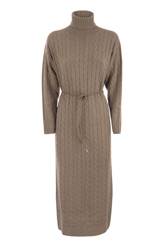 Wool, silk and cashmere turtleneck dress - VOGUERINI