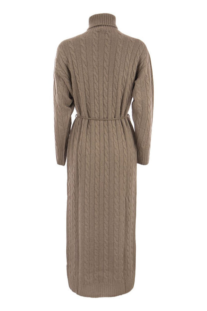 Wool, silk and cashmere turtleneck dress - VOGUERINI