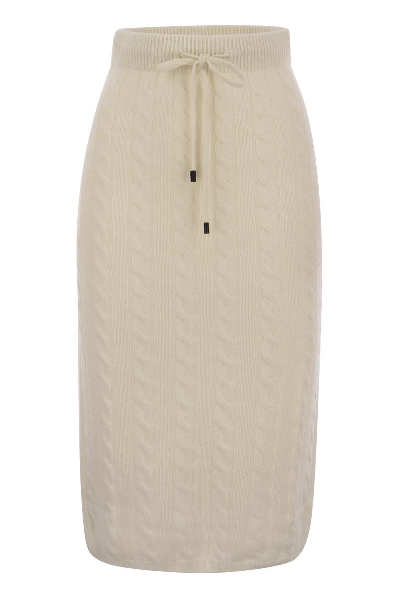 Plaited wool, silk and cashmere blend pencil skirt - VOGUERINI