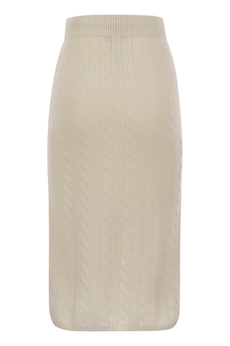 Plaited wool, silk and cashmere blend pencil skirt - VOGUERINI