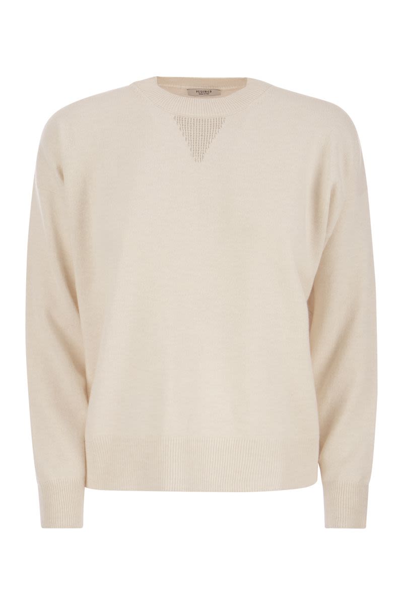 Crew-neck sweater in wool, silk and cashmere blend - VOGUERINI